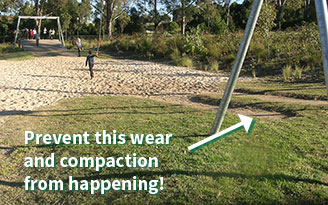 Avoid compacted ground like this in playgrounds by using Living Soft Fall™
